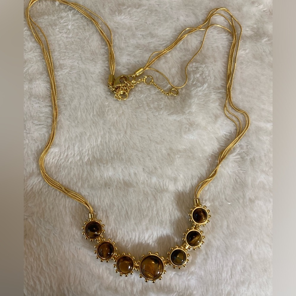 Talbots Multi Chains Necklace with Tigers Eye‎ Stones - Picture 5 of 8